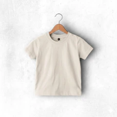 REMERA ALGODON MANGA CORTA LISA OKEY ARENA bebe y niño