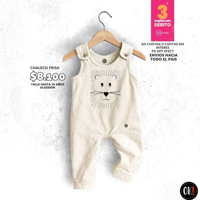 ENTERITO LARGO BEBE ALGODON RUSTICO OFF WHITE LEON