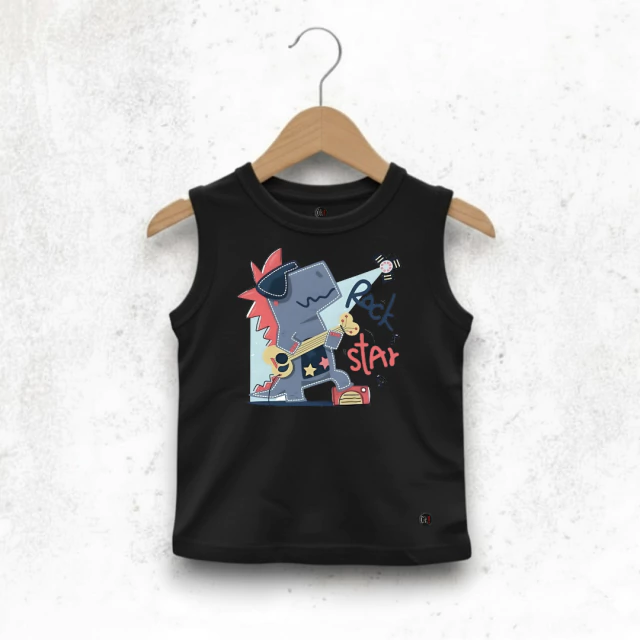MUSCULOSA ALGODON NEGRA ROCKY NIÑO