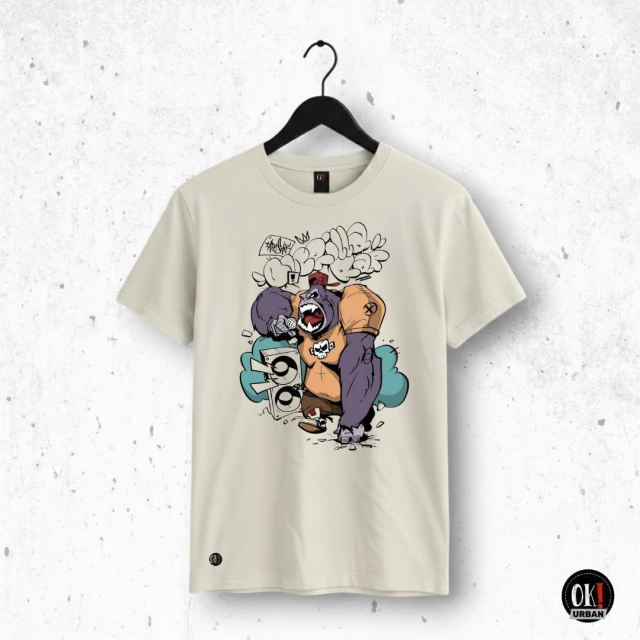 Remera algodon talle adulto manga corta off white kingkong