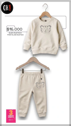 CONJUNTO BUZO Y PANTALON RUSTICO OFF WHITE KING