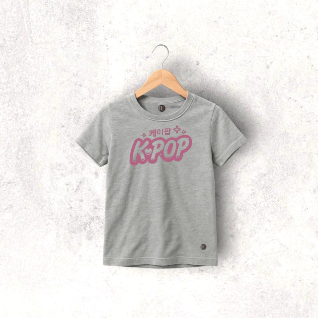 REMERA MANGA CORTA KPOP GRIS MELANGE MANGA CORTA