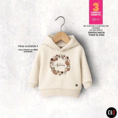 BUZO FRIZA BEBE Y NIÑO ALGODON CON CAPUCHA OFF WHITE OTOÑO - comprar online