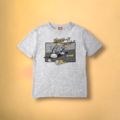 REMERA NIÑO WHOPS GRIS MELANGE MANGA CORTA