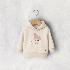 BUZO RUSTICO NATURAL CON CAPUCHA NATY NIÑA