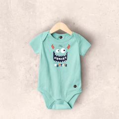 BODY ALGODON MANGA CORTA AQUA HUNGRY BEBE