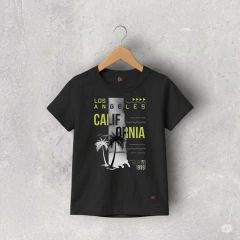 REMERA ALGODON NEGRA MANGA CORTA CALIFORNIA NIÑO