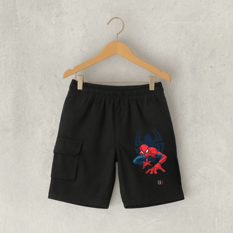 BERMUDA RUSTICA NEGRA SPIDER CON BOLSILLO NIÑO