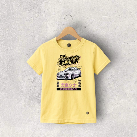 REMERA ALGODON MANGA CORTA AMARILLA PASTEL JAPON NIÑO