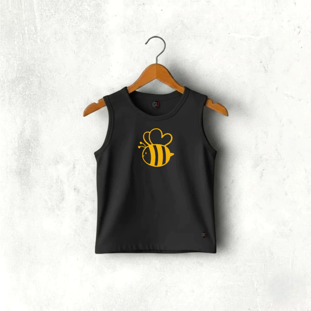 REMERA SIN MANGAS DE ALGODON BEBE NEGRA BICHI