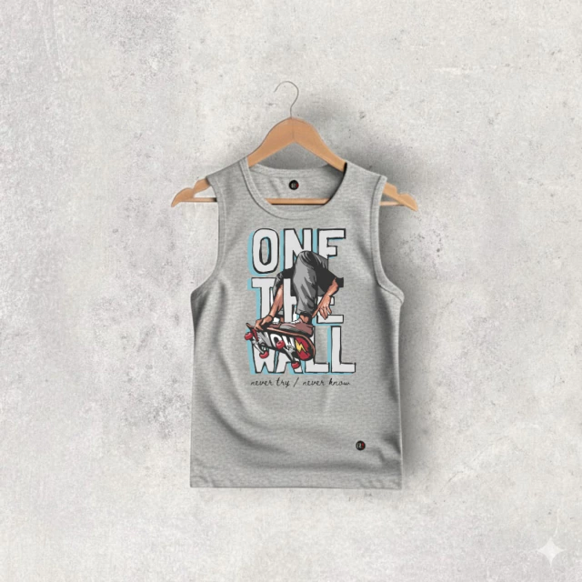 MUSCULOSA ALGODON GRIS MELANGE WALL TEEN