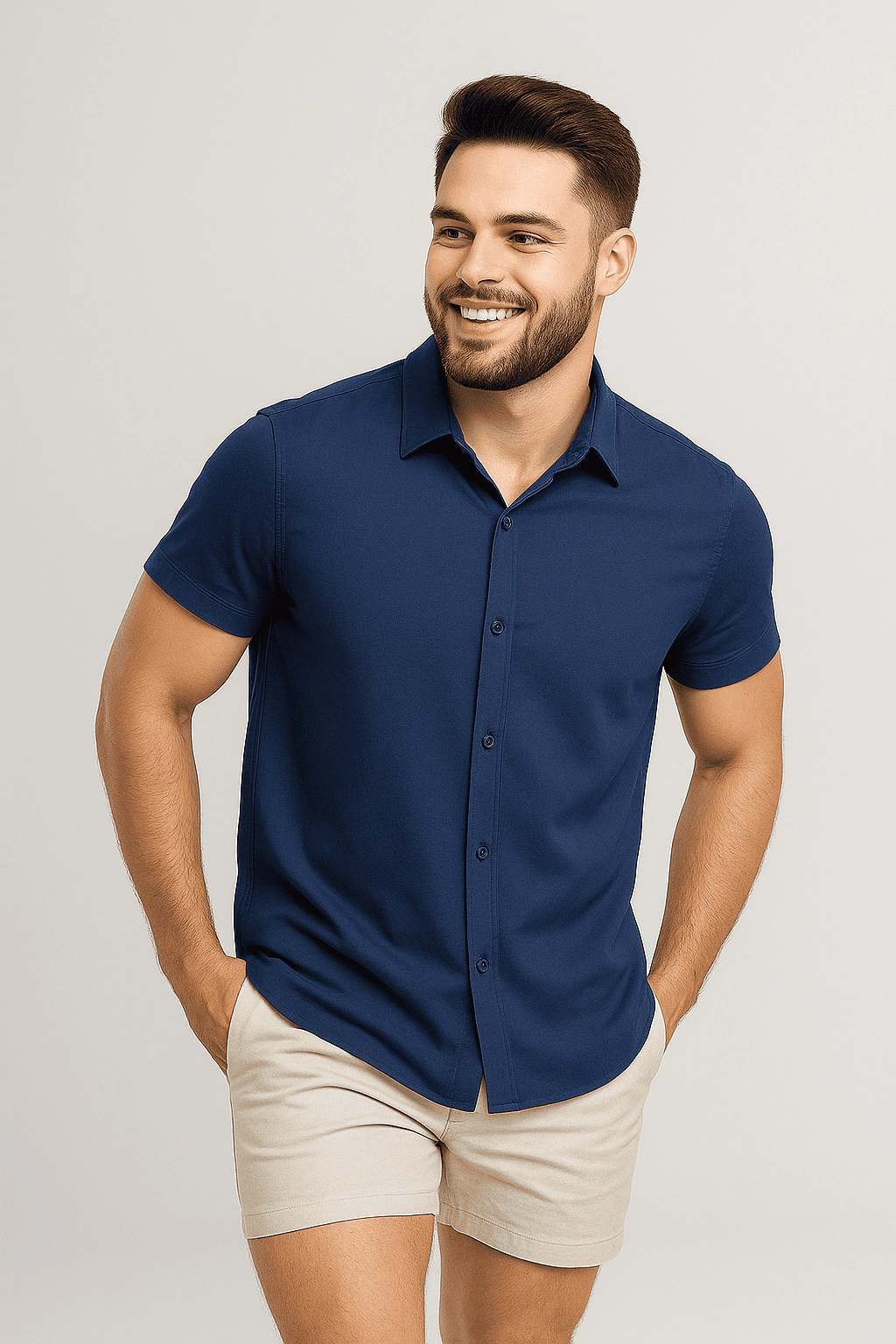 Camisa Social Viscolinho Essencial Azul Marinho