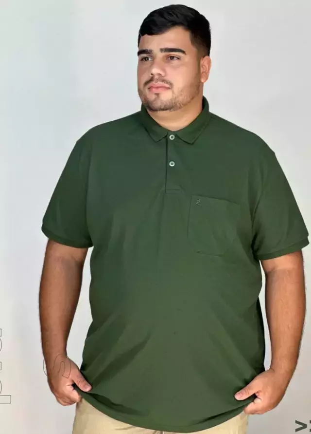 Camisa Polo Piquet Plus Size com Bolso