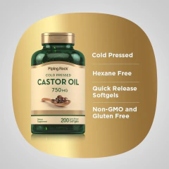 CAPSULAS BLANDAS ACEITE DE RICINO (castor oil) - Piping Rock 750 mg - EVA MORENA Marcas Importadas Originales