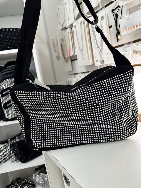 mini bag baguette shine plateada