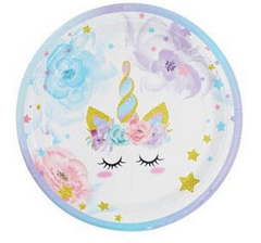 Plato Unicornio Flores