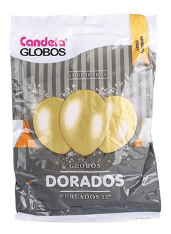 Globos Perlados Candela Dorados 12' x 25