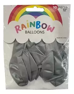 Globo Rainbow 12" 10 unidades. Plateado