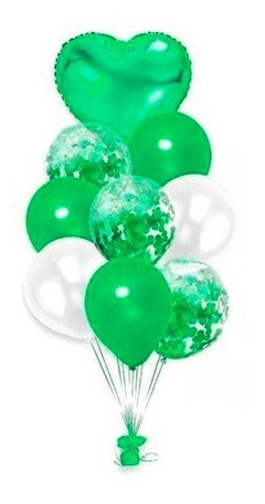 Set 9 Globos Verdes Confetti