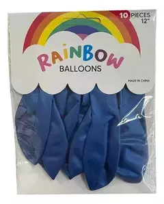 Globo Rainbow 12" 10 unidades. Azul francia.