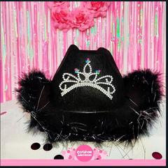 Sombrero Cowboy Negro con Plumas Princesa