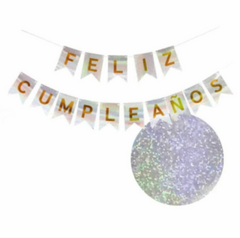 Imagen de Banderin Feliz Cumpleaños Holografico Rojo