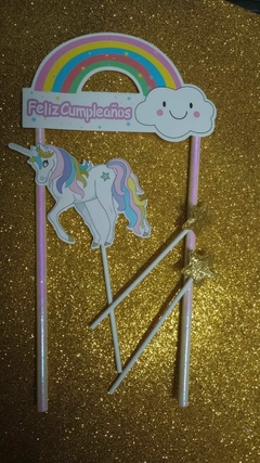 Topper unicornio con corazones/ estrellas - comprar online