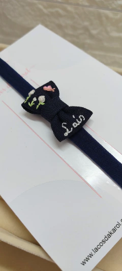 Mini Laço de linho personalizados com o nome ( Tam pp 4, 5cm)