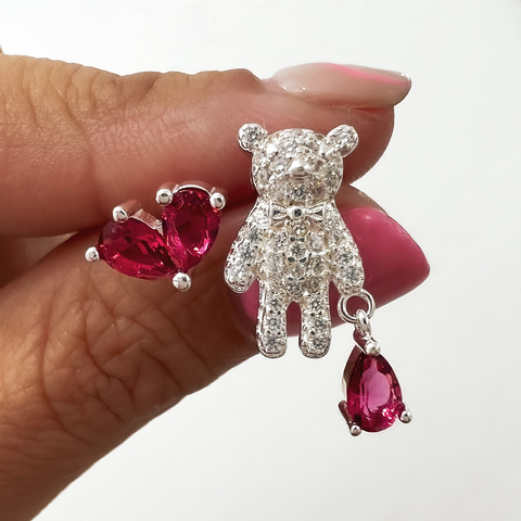 Aros Pink Corazon Osito