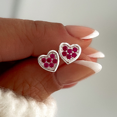 Aros Corazon Fucsia - comprar online