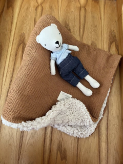 Mantita recibidora Nido de abeja y Corderito + Muñeco coneja/o Oso/a Apego - TRULALADECO