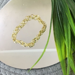 PULSERA ACERO DORADO ROLO ALARGADA DO16 (19 cm largo) - comprar online