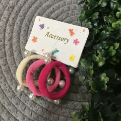 COMBO 3 COLITAS ROSAS Y CREMA CON PERLAS COL3795 (COLOR ROSA SURTIDO)