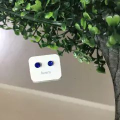 AROS ACERO CON STRASS AZUL AC2554 (0,4CM)