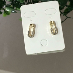 MINI AROS ACERO DORADO ALFILER GANCHO CON STRASS BLANCO ACR356