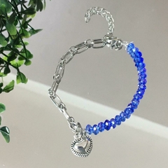 PULSERA FANTASIA CORAZON CRISTALES AZULES (18CM ALARGUE A 21CM) P1618