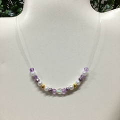 COLLAR TANZA PERLAS Y CRISTALES VIOLETAS (40CM ALARGUE A 45CM) CNA371