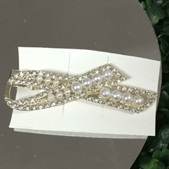 HEBILLA DORADA STRASS PERLA LAZO COL6296