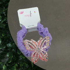 SCRUNCHIE VIOLETA APLIQUE MARIPOSA STRASS COL6376