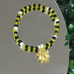 PULSERA ELASTIZADA CANUTILLOS ABEJA DORADA P2220