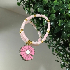 PULSERA ELASTIZADA INFANTIL CANUTILLOS CON MARGARITA ROSA P2224