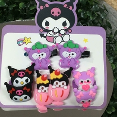 COMBO KUROMI PERSONAJE KITTY, DOS HEBILLAS PICO PATO MAS TRES COLITAS COL6611