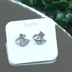 AROS ACERO HOJITA STRASS AC3093