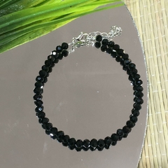 PULSERA CRISTALES NEGROS (18CM, ALARGUE 21CM) P2389