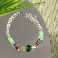 PULSERA CRISTALES PIEDRAS DE LA INDIA CHARMS ACERO (18CM, ALARGUE 21CM) P2396 - comprar online