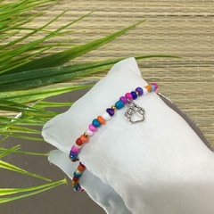 PULSERA HUELLITA MOSTACILLAS Y BOLITAS DORADAS (17CM ALARGUE A 21CM) P2429 - comprar online