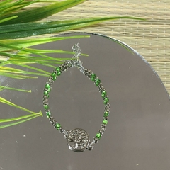 PULSERA ARBOL DE LA VIDA CRISTALES VERDES Y BOLITAS (17CM ALARGUE A 21CM) P2433 en internet