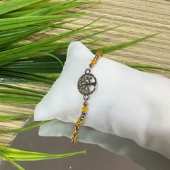 PULSERA ARBOL DE LA VIDA CRISTALES NARANJAS Y BOLITAS (17CM ALARGUE A 21CM) P2432 - comprar online