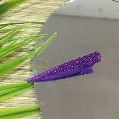 BROCHE VIOLETA PINZA PICO DE PATO GLITTER BRILLOS CHICO (7,5CM) COL6888 - comprar online