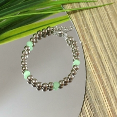 PULSERA CRISTALES BOLITAS PLATEADAS (18CM ALARGUE A 21CM) P2451 - comprar online